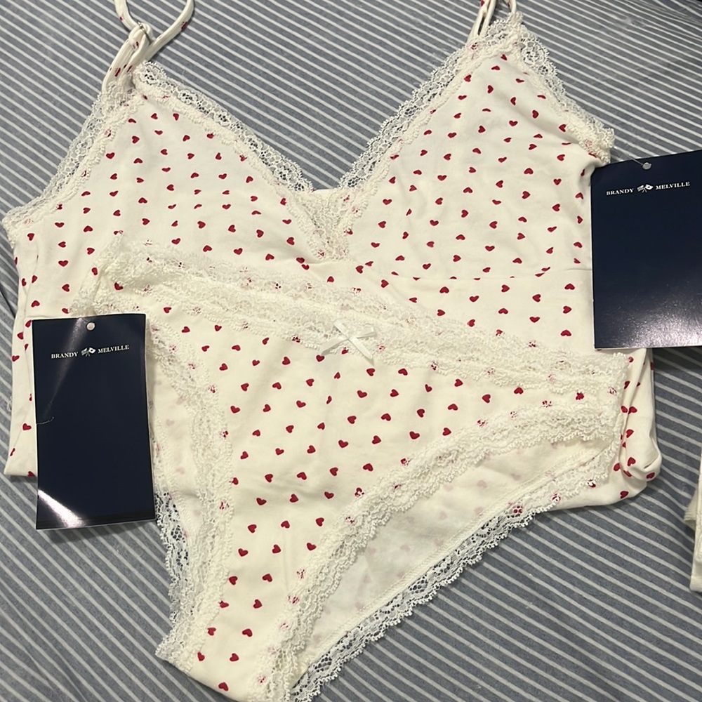 Brandy Melville Heart Lace Tank & Undies